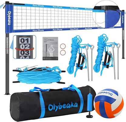 Outdoor Portable Volleyball Net Set for Backyard Beach with Adjustable Heavy Duty Poles, Durable