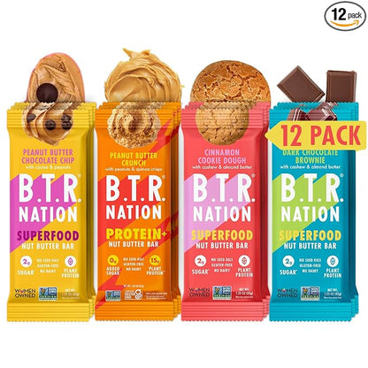 B.T.R. Nation Superfood Keto Protein Bar - Plant Based Vegan Protein | (12 Pack) Variety Pack | Low