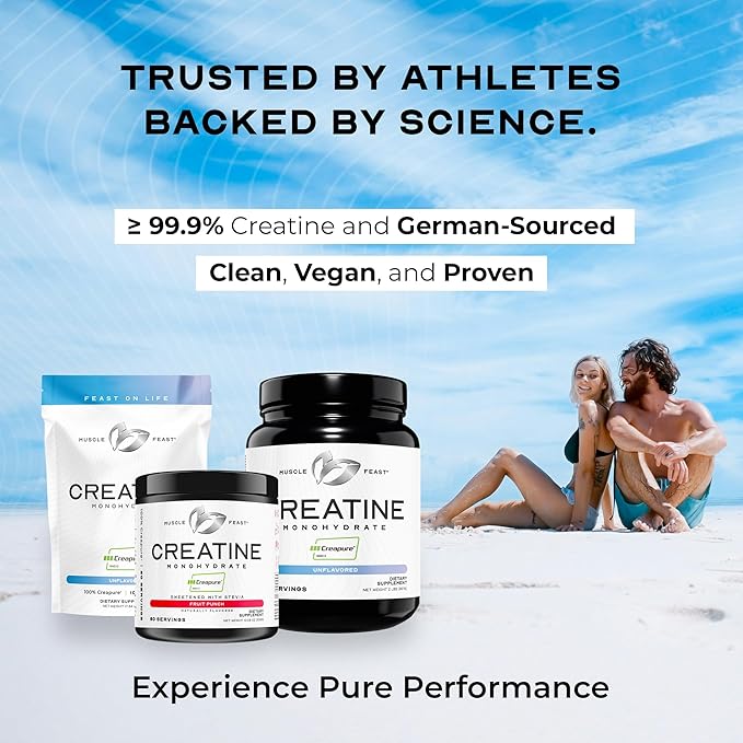Muscle Feast Creapure Creatine Monohydrate Powder, Vegan Keto Friendly Gluten-Free, Muscle Recovery