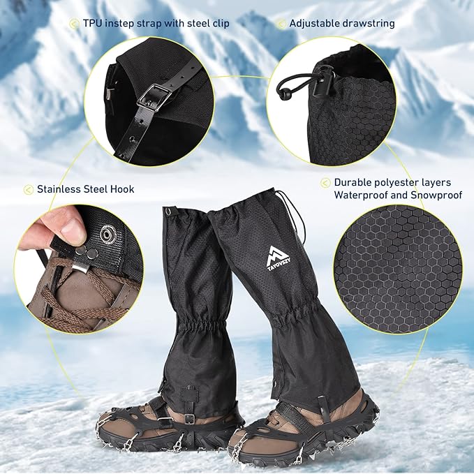 Gaiters for Hiking ??Waterproof and Breathable Leg Gaiters for Women and Men Boots, Adjustable