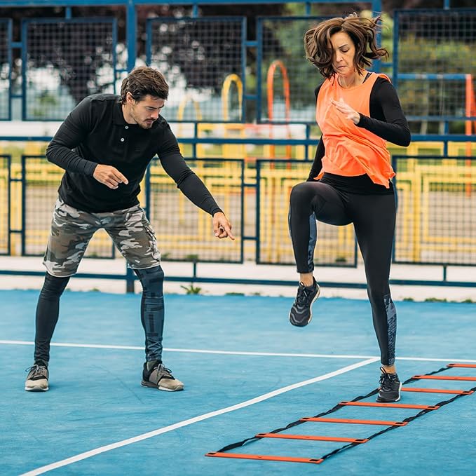 Speed and Agility Training Equipment: 5 Adjustable Agility Hurdles. 20ft Agility Ladder, Soccer