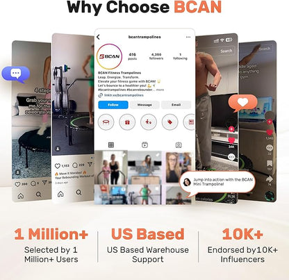 BCAN 40/48" Foldable Mini Trampoline Max Load 330lbs/440lbs, Fitness Rebounder with Adjustable Foam