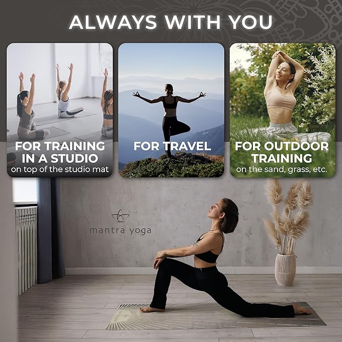 Mantra Yoga Travel PRO 1.5mm - Foldable Fitness & Exercise Mat with Bag | Lightweight, Compact &
