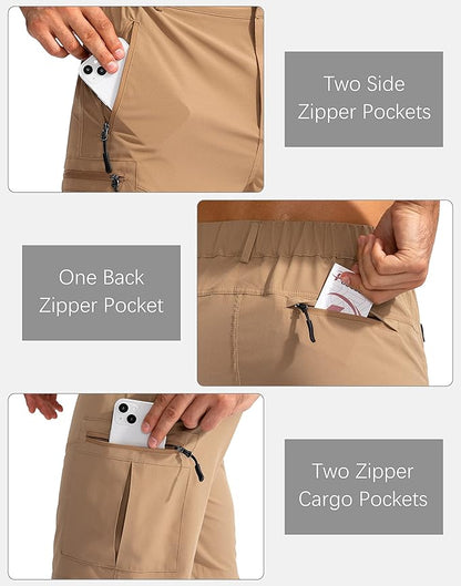 Pudolla Men's Hiking Cargo Shorts 9" Lightweight Outdoor Work Shorts for Men Travel Golf Camping