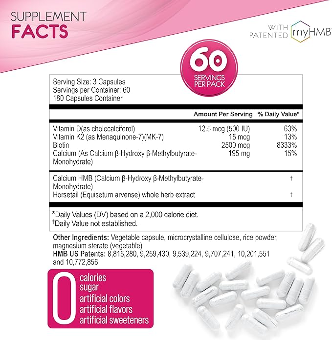 HMB Supplements for Women - Collagen Enhancer Capsules - Anti-Aging for 40 + Lean Muscle Builder