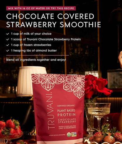 Truvani Vegan Pea Protein Powder | Chocolate Strawberry | 20g Organic Plant Based Protein | 20