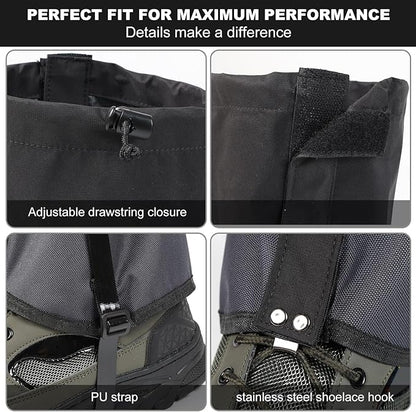Waterproof Trail Gators for Hiking Boots Adjustable Ankle Leg Gaiters for Men Women Shoe Gaiters