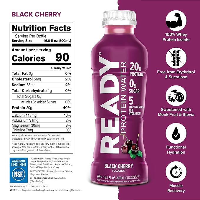 Ready® Protein Water ??20g Whey Protein Isolate, Zero Sugar, Low-Calorie Sports Drink for Hydration
