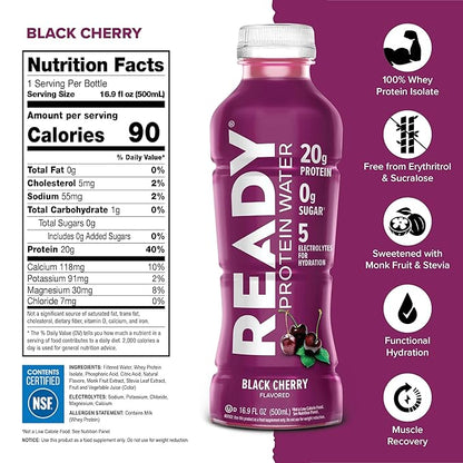 Ready® Protein Water ??20g Whey Protein Isolate, Zero Sugar, Low-Calorie Sports Drink for Hydration