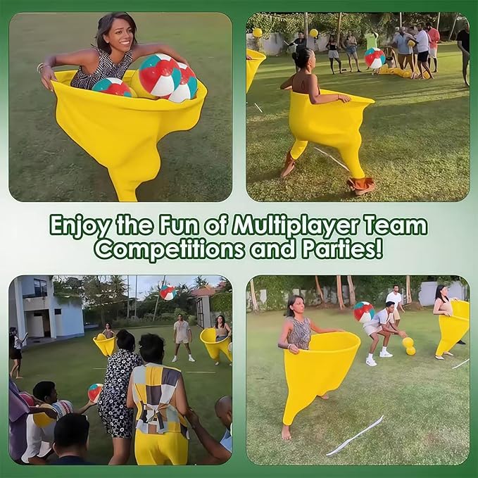 Giant Granny Pants Toss Game Set - Funny Outdoor Party Game with 1 Pair of Giant Pants, 6 Bouncy
