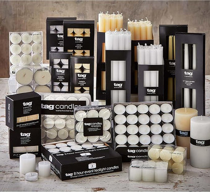 TAG Chapel 3X12 Ivory Pillar Paraffin Wax Candle Unscented Drip-Free Long Burning 175 Hours for