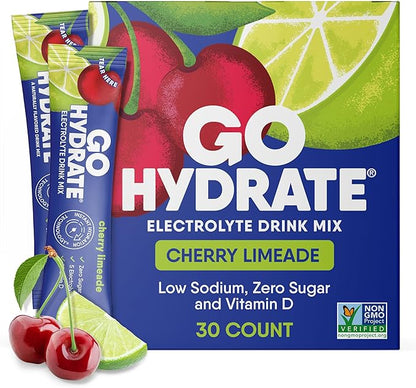 GoHydrate Instant Hydration Powder Packets - Low Sodium Electrolytes Drink Mix - Natural Hydration