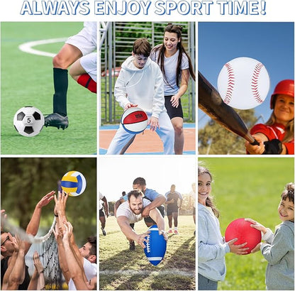Leyndo 18 Pcs Sport Balls Bulk Set Basketball Football Volleyball Soccer Playground Baseball with