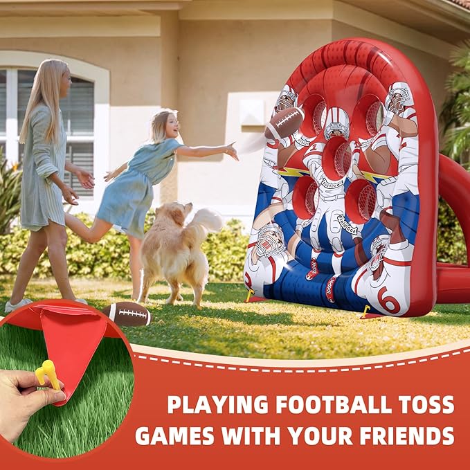 6Ft Football Target Toss Game - Inflatable Football Throwing Target Toy for Kids - Carnival Party