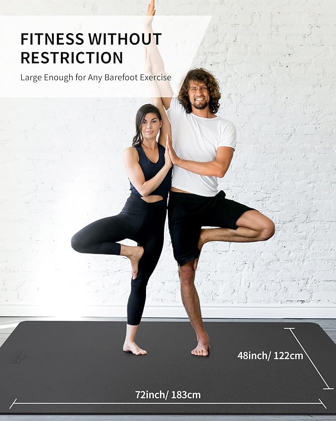 CAMBIVO Large Yoga Mat (6'x 4'), Extra Wide Workout Mat for Men and Women, Yoga Mat Thick 1/3 &1/4