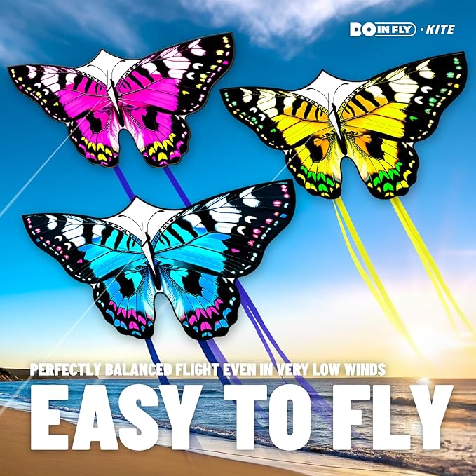 Butterflys for Kids, Beautiful Kite Easy to Fly for Beginners with 328 ft Line & Line Winder