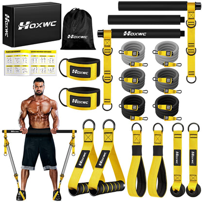 HOXWC Pilates Bar, Pilates Bar Kit with Resistance Bands Heavy Duty, Home Gym Professional Pilates