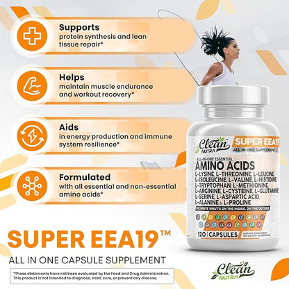 Clean Nutraceuticals Amino Acids Supplement L-Lysine, L-Threonine, L-Leucine, Isoleucine, Valine