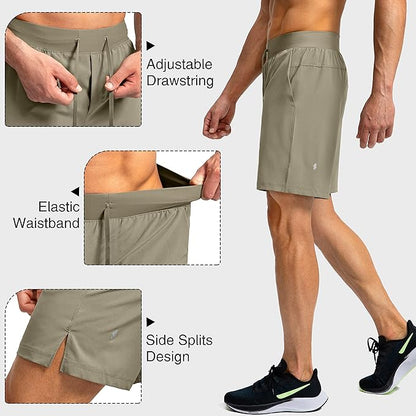Men's Running Shorts with Zipper Pockets 9 Inch/ 7 Inch / 5 Inch Lightweight Quick Dry Gym Workout