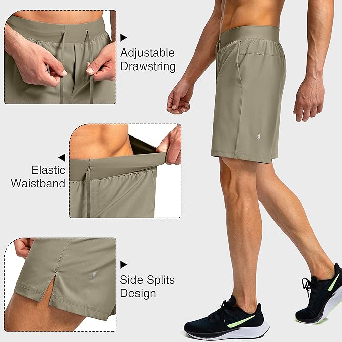 Men's Running Shorts with Zipper Pockets 9 Inch/ 7 Inch / 5 Inch Lightweight Quick Dry Gym Workout
