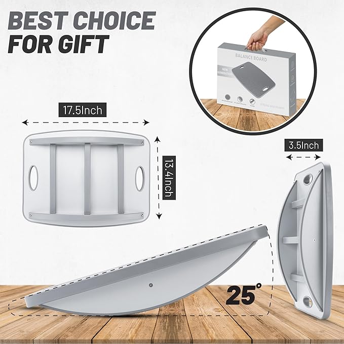 Advanced Wood Balance Board, 360 Degree Rotation and Tilt - Non-Slip 500 lbs Wobble Board for