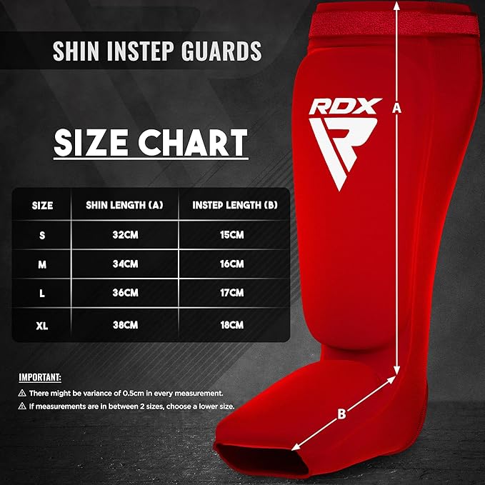 RDX Shin Guards Kickboxing Muay Thai, SATRA Approved, MMA Leg Instep Protection Pads, Sparring