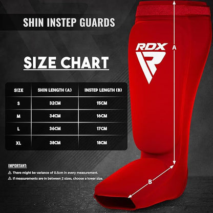RDX Shin Guards Kickboxing Muay Thai, SATRA Approved, MMA Leg Instep Protection Pads, Sparring