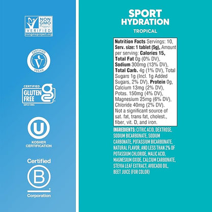 Nuun Sport Electrolyte Tablets with Magnesium, Calcium, Potassium, Chloride & Sodium, Gluten Free &