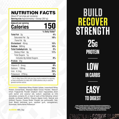 RYSE Loaded Protein Powder - Chocolate Cookie Blast - 25g Whey Protein Isolate & Concentrate with