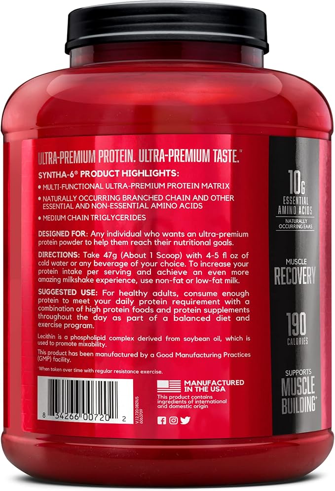BSN SYNTHA-6 Whey Protein Powder with Micellar Casein, Milk Protein Isolate, Chocolate Milkshake