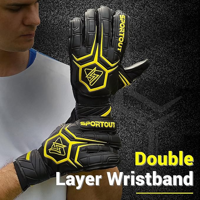 Sportout Goalie Gloves, Goalkeeper Gloves with Finger Protection, Breathable Soccer Goalie Gloves