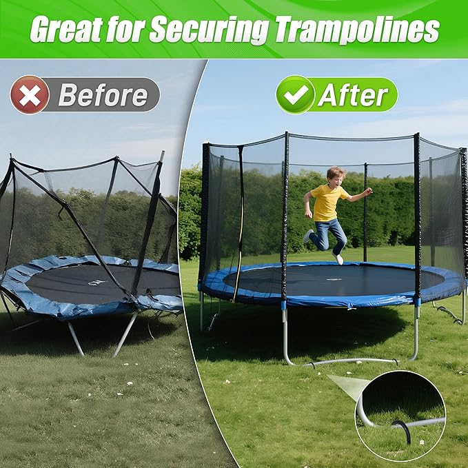 Anothera 4 Pack Heavy Duty Trampoline Stakes, 12 Inches Trampoline Anchors High Wind, Heavy Duty U