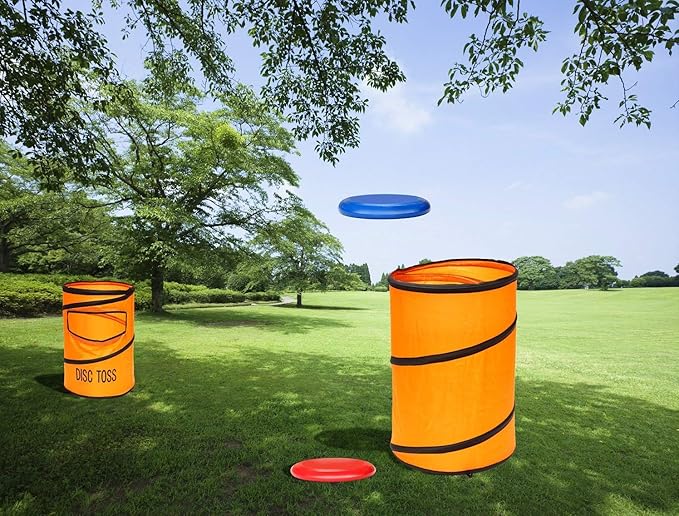Folding Disc Toss Game Set - Flying Disc Toss Dunk Game Set - Includes 2 Disc Targets with Bean Bag