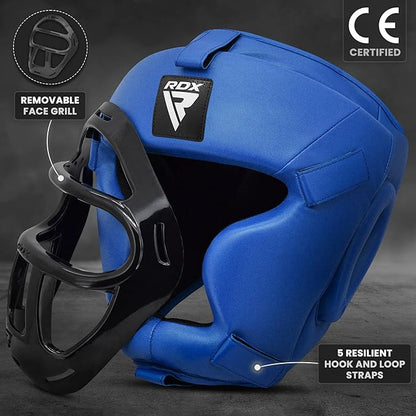 RDX Boxing Headgear MMA Muay Thai, Removable Face Grill, Head Gear for Sparring Grappling Martial