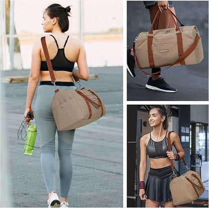 FIORETTO Womens Gym Tote Duffle Weekender Bag with Wet Pocket & Shoe Compartment, Ideal for Travel