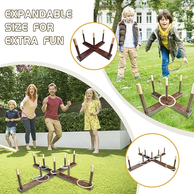 Ring Toss Game Outdoor - 33" Extra Large Outdoor Games for Adults and Family, Beechwood Giant