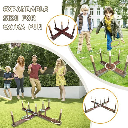 Ring Toss Game Outdoor - 33" Extra Large Outdoor Games for Adults and Family, Beechwood Giant