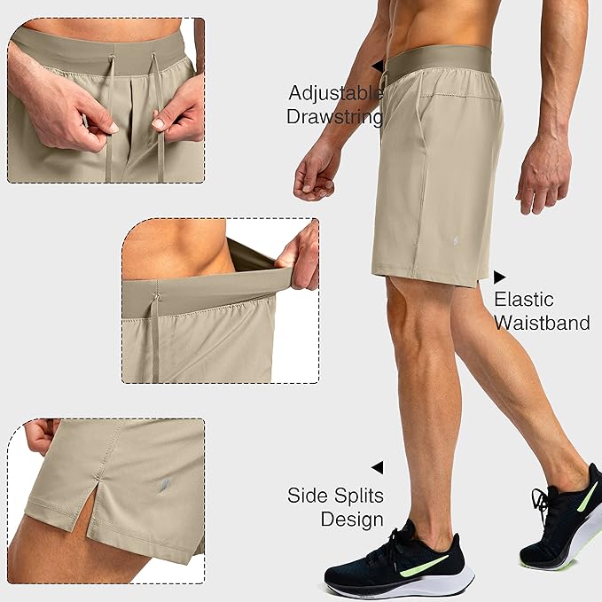 Men's Running Shorts with Zipper Pockets 9 Inch/ 7 Inch / 5 Inch Lightweight Quick Dry Gym Workout