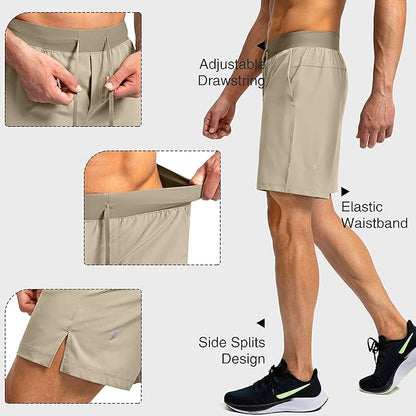 Men's Running Shorts with Zipper Pockets 9 Inch/ 7 Inch / 5 Inch Lightweight Quick Dry Gym Workout