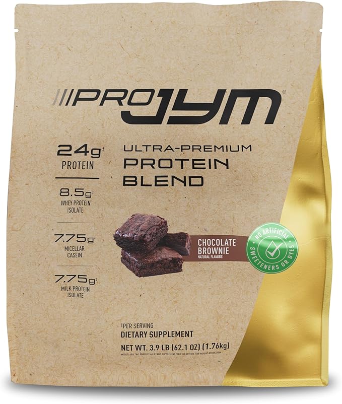 Pro JYM Natural Chocolate Brownie Protein Powder Blend - Whey Protein Isolate, Casein, & Milk
