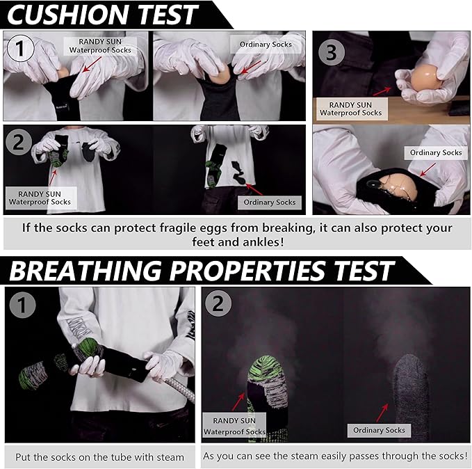 RANDY SUN Waterproof Skiing Socks, [SGS Certified] Unisex Knee High Breathable Hiking Trekking Sock