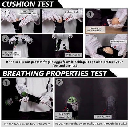 RANDY SUN Waterproof Skiing Socks, [SGS Certified] Unisex Knee High Breathable Hiking Trekking Sock