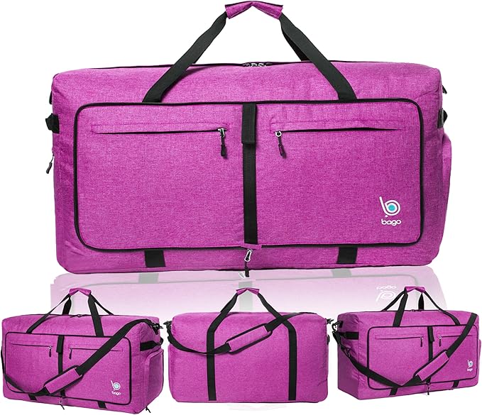Bago Large Foldable Duffel Bags for Traveling Women & Men - 80L Packable Duffle Bag for Travel with