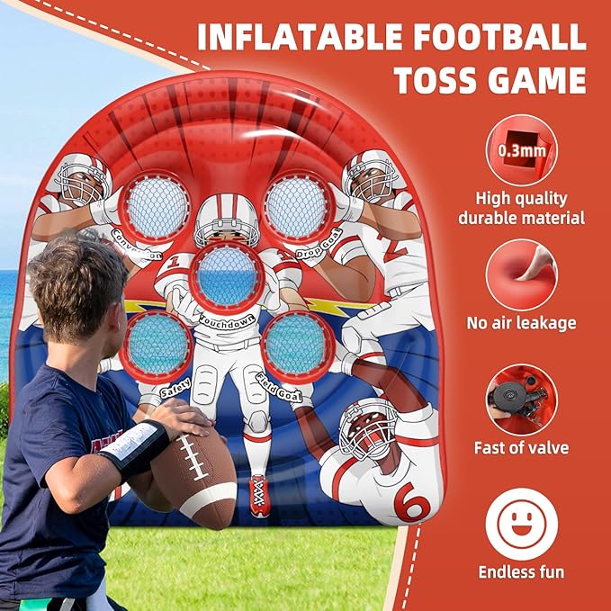6Ft Football Target Toss Game - Inflatable Football Throwing Target Toy for Kids - Carnival Party