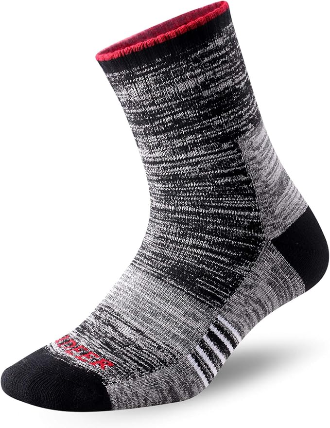 FEIDEER Men's Hiking Walking Socks, Multi-pack Wicking Cushioned Outdoor Recreation Quarter Crew