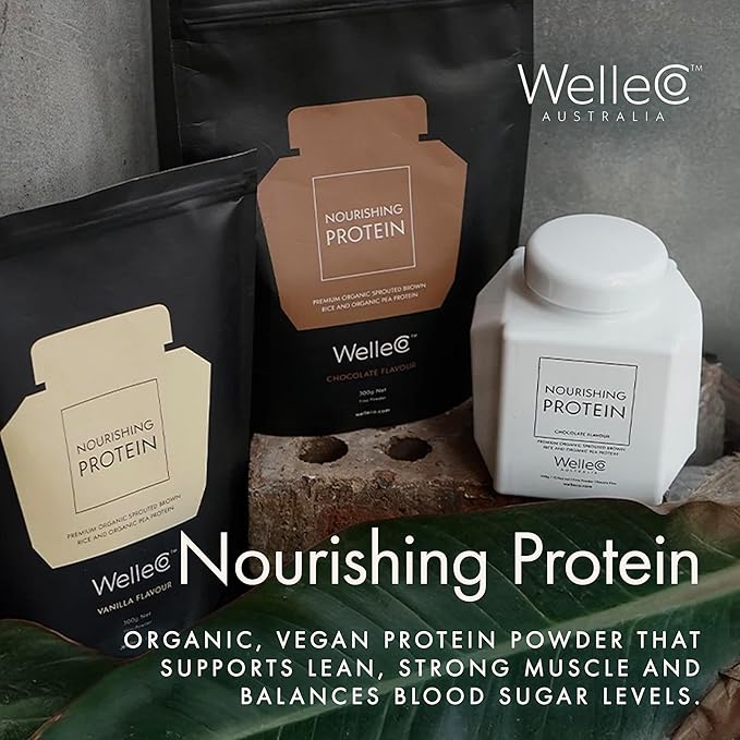 WelleCo Vegan Protein Powder, Gluten Free Premium Organic Sprouted Brown Rice & Pea Protein Blend