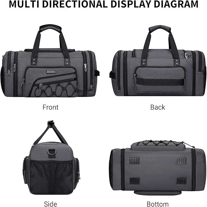 WITZMAN Duffle Bag for Men Nylon Large Gym Weekender Bag with Shoe Compartment Expandable Carry on
