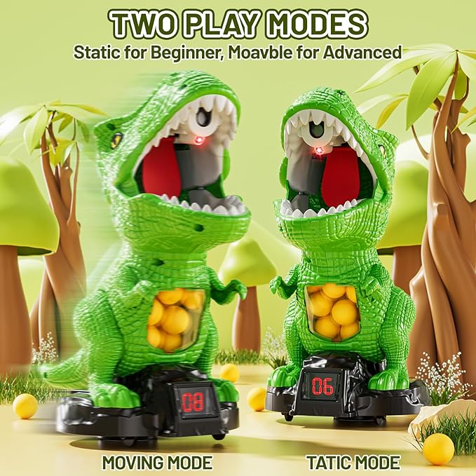 Dinosaur Shooting Toys for Kids 3-5 Years, Movable Target Shooting Games with 2 Air Pump Launcher