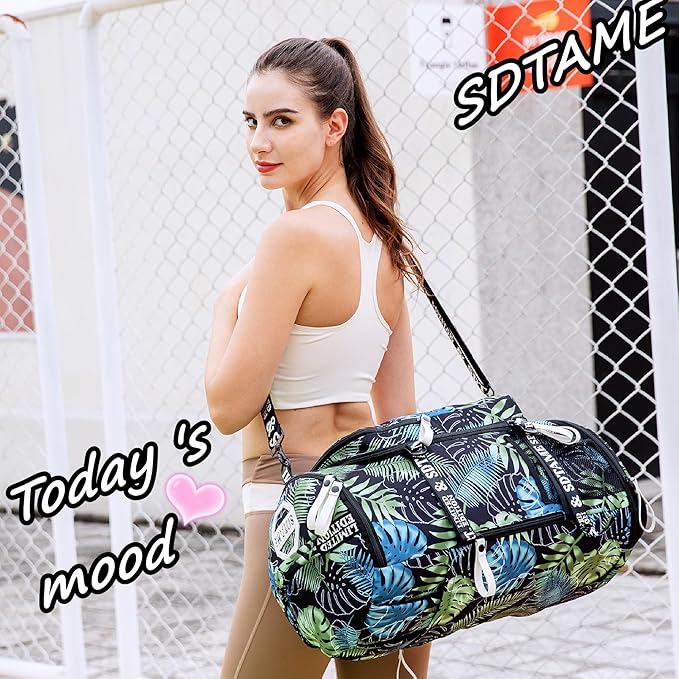 Gym Duffle Bag Backpack with Shoe Compartment,4 ways Travel Backpack for Women and