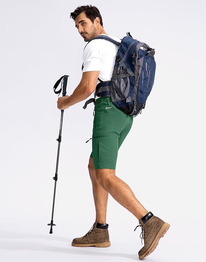 Pudolla Men's Hiking Cargo Shorts 9" Lightweight Outdoor Work Shorts for Men Travel Golf Camping